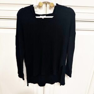LNA Women’s Black Soft Thermal Waffle Knot Pullover Hoodie Top